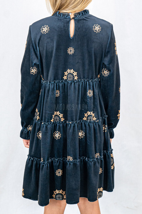 Sukienka dziewczęca welurowa z długim rękawem ANBOR-MODA SANOK