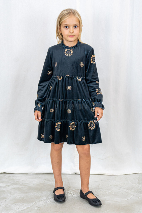 Sukienka dziewczęca welurowa z długim rękawem ANBOR-MODA SANOK