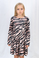 Sukienka welurowa z długim rękawem dla dziewczynki DONATA-MODA SANOK