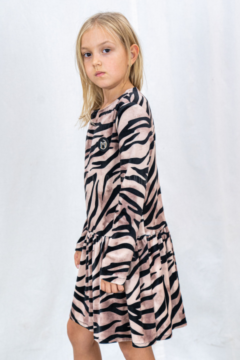 Sukienka welurowa z długim rękawem dla dziewczynki DONATA-MODA SANOK