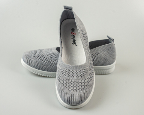 Szare wsuwane tenisówki , balerinki damskie, lekkie ażurowe SEASTAR - MODA SANOK