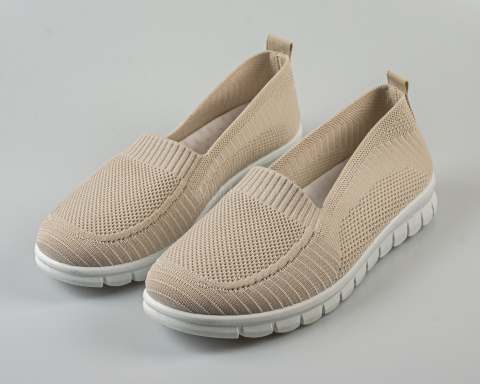 Tenisówki, półbuty damskie w kolorze beżowym , tekstylne, wsuwane, lekkie, ażurowe SEASTAR  - MODA SANOK