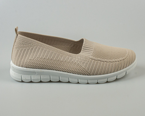 Tenisówki, półbuty damskie w kolorze beżowym , tekstylne, wsuwane, lekkie, ażurowe SEASTAR  - MODA SANOK