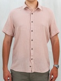 Bawełniana Koszula Męska brudny róż z krótkim rękawem w kroju slim fit ESPADA MEN'S WEAR - MODA SANOK