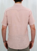 Bawełniana Koszula Męska brudny róż z krótkim rękawem w kroju slim fit ESPADA MEN'S WEAR - MODA SANOK
