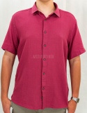 Bawełniana Koszula Męska fuksja z krótkim rękawem w kroju slim fit ESPADA MEN'S WEAR - MODA SANOK
