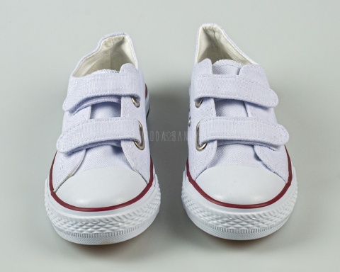 Białe trampki klasyczne dziecięce na rzepy - MODA SANOK