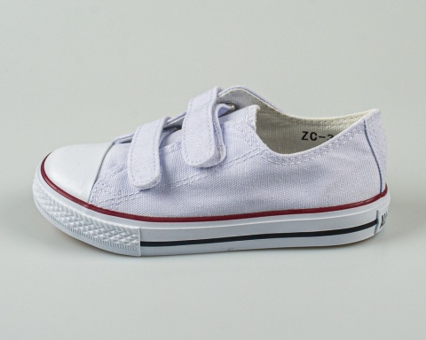 Białe trampki klasyczne dziecięce na rzepy - MODA SANOK