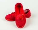 Czerwone ażurowe tenisówki wsuwane dziewczęce ozdobione kokardką BELLA PARIS - MODA SANOK