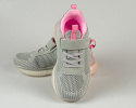 Dziewczęce sportowe buty w kolorze szarym z różowymi dodatkami zapinane na rzep - MODA SANOK
