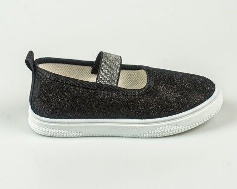 Dziewczęce trampki wsuwane czarne lekkie z gumką - MODA SANOK