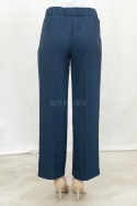 Eleganckie granatowe spodnie damskie BARTON proste lejące w kant z gumą w pasie - MODA SANOK