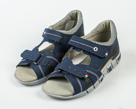 Granatowe chłopięce sandały zapinane na rzepy z zabudowaną piętą KORNECKI - MODA SANOK