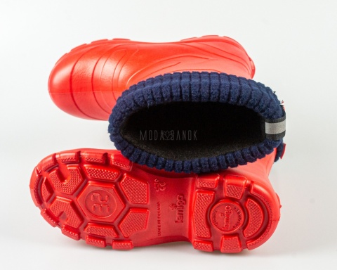 Kalosze dziecięce ocieplane lekkie czerwone LEMIGO - MODA SANOK