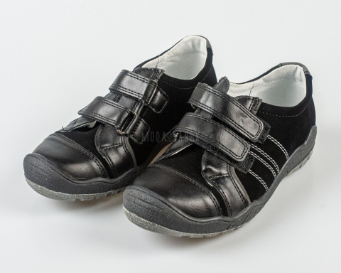 Półbuty chłopięce czarne na rzepy KORNECKI - MODA SANOK