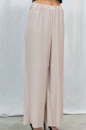 Letnie spodnie damskie z szeroką nogawką, lużne cienkie w kolorze beżowym CORALLINE -  MODA SANOK