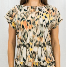 Komplet damski zestaw bluzka z krótkim rękawem i lużne spodnie na gumce BARTON - MODA SANOK