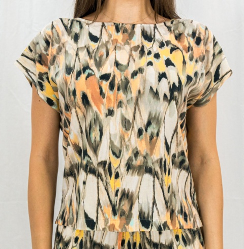 Komplet damski zestaw bluzka z krótkim rękawem i lużne spodnie na gumce BARTON - MODA SANOK