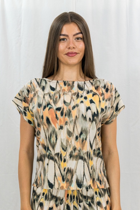 Komplet damski zestaw bluzka z krótkim rękawem i lużne spodnie na gumce BARTON - MODA SANOK