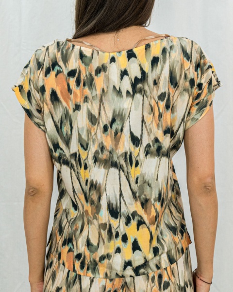 Komplet damski zestaw bluzka z krótkim rękawem i lużne spodnie na gumce BARTON - MODA SANOK