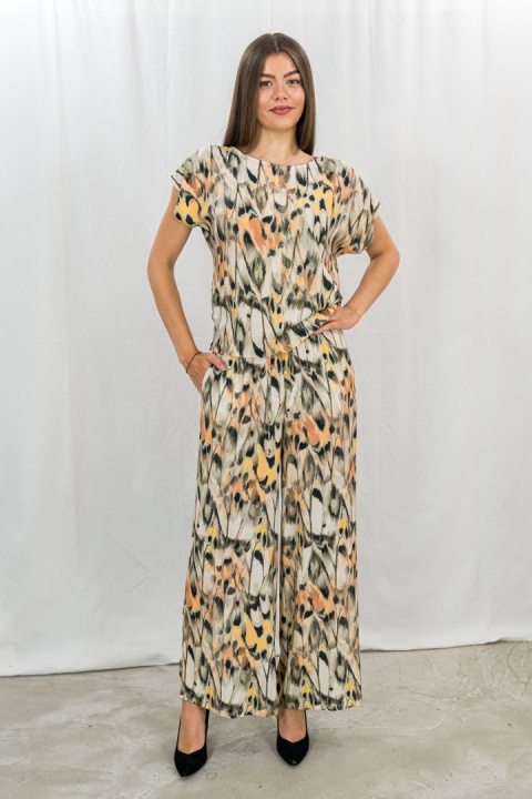 Komplet damski zestaw bluzka z krótkim rękawem i lużne spodnie na gumce BARTON - MODA SANOK