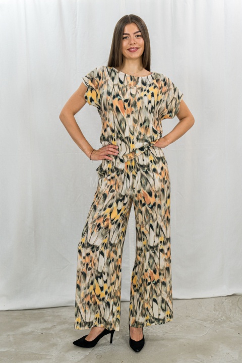 Komplet damski zestaw bluzka z krótkim rękawem i lużne spodnie na gumce BARTON - MODA SANOK