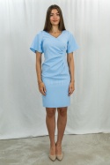 Elegancka kobieca sukienka z krótkim rękawem w kolorze błękitnym TRYNITE - MODA SANOK