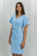 Elegancka kobieca sukienka z krótkim rękawem w kolorze błękitnym TRYNITE - MODA SANOK