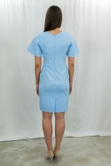 Elegancka kobieca sukienka z krótkim rękawem w kolorze błękitnym TRYNITE - MODA SANOK
