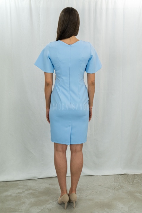 Elegancka kobieca sukienka z krótkim rękawem w kolorze błękitnym TRYNITE - MODA SANOK