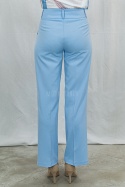 Klasyczne eleganckie damskie spodnie z prostą szeroką nogawką w kolorze błękitnym  MTM - MODA SANOK
