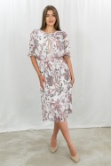 Sukienka wizytowa z plisowanym dołem i kwiatowym wzorem MADAME - MODA SANOK