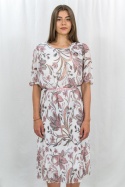 Sukienka wizytowa z plisowanym dołem i kwiatowym wzorem MADAME - MODA SANOK