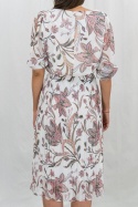 Sukienka wizytowa z plisowanym dołem i kwiatowym wzorem MADAME - MODA SANOK