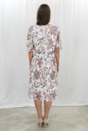 Sukienka wizytowa z plisowanym dołem i kwiatowym wzorem MADAME - MODA SANOK