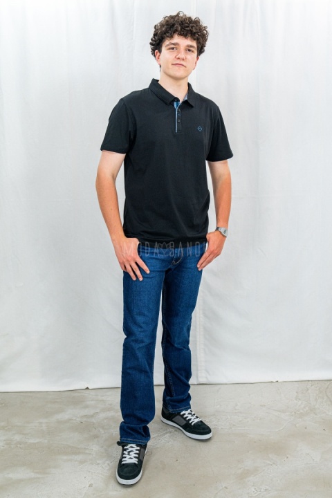 Czarna męska koszulka polo O-NIKOS VOLCANO - MODA SANOK