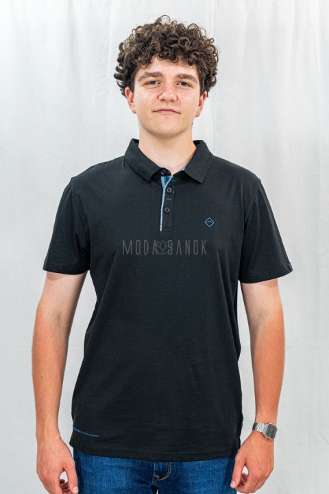 Czarna męska koszulka polo O-NIKOS VOLCANO - MODA SANOK