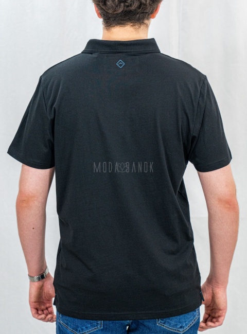 Czarna męska koszulka polo O-NIKOS VOLCANO - MODA SANOK