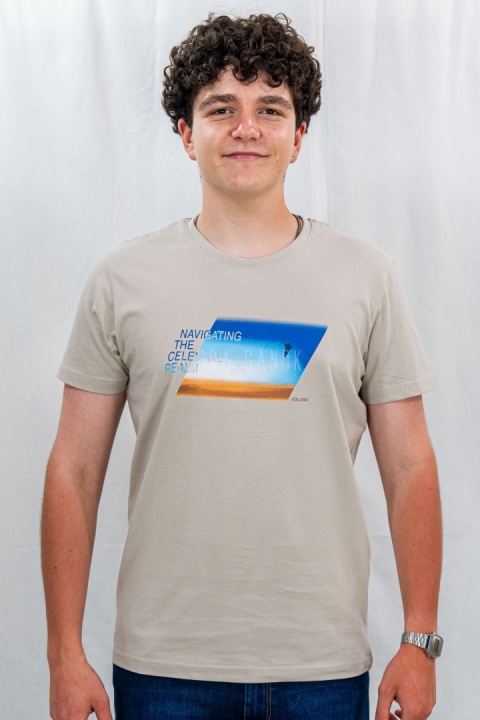 Beżowy t-shirt męski T-NAVI bawełniany VOLCANO - MODA SANOK