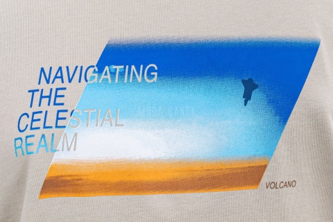 Beżowy t-shirt męski T-NAVI bawełniany VOLCANO - MODA SANOK