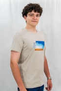 Beżowy t-shirt męski T-NAVI bawełniany VOLCANO - MODA SANOK