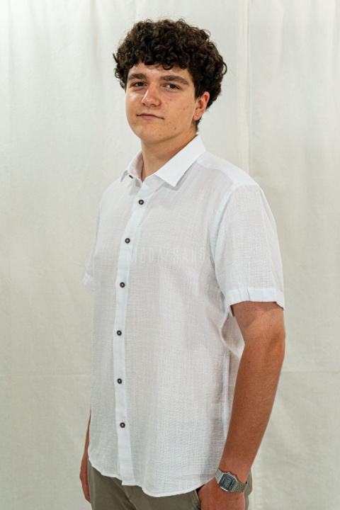 Bawełniana Koszula Męska biała z krótkim rękawem w kroju slim fit ESPADA MEN'S WEAR - MODA SANOK