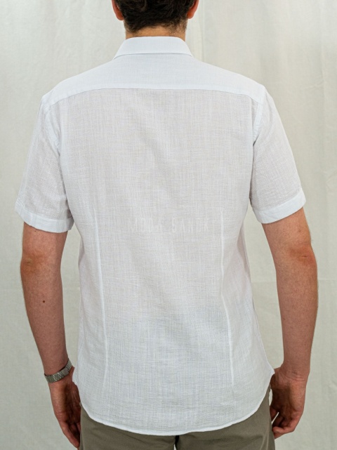 Bawełniana Koszula Męska biała z krótkim rękawem w kroju slim fit ESPADA MEN'S WEAR - MODA SANOK