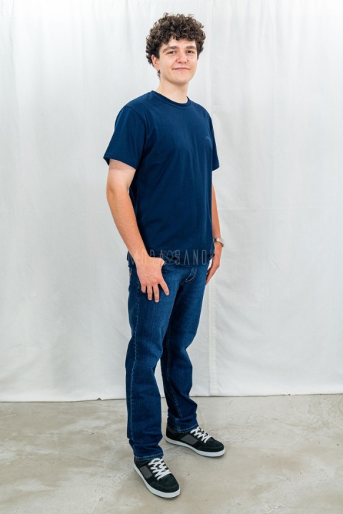 Granatowa klasyczna koszulka męska TDS - MODA SANOK