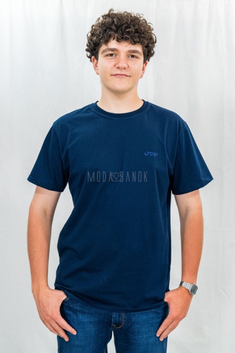 Granatowa klasyczna koszulka męska TDS - MODA SANOK