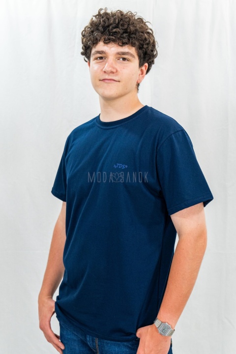Granatowa klasyczna koszulka męska TDS - MODA SANOK