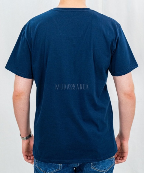 Granatowa klasyczna koszulka męska TDS - MODA SANOK