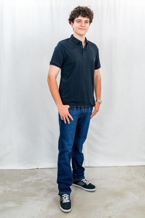 Klasyczna granatowa męska koszulka polo O-VOLVI VOLCANO - MODA SANOK