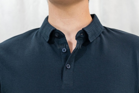 Klasyczna granatowa męska koszulka polo O-VOLVI VOLCANO - MODA SANOK