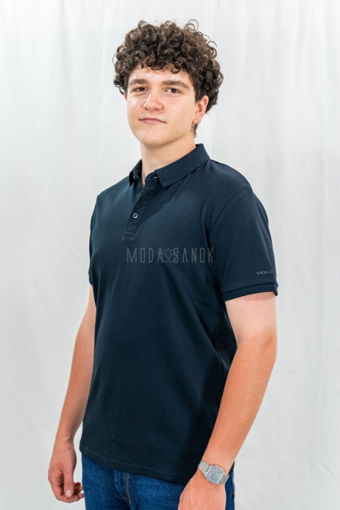 Klasyczna granatowa męska koszulka polo O-VOLVI VOLCANO - MODA SANOK